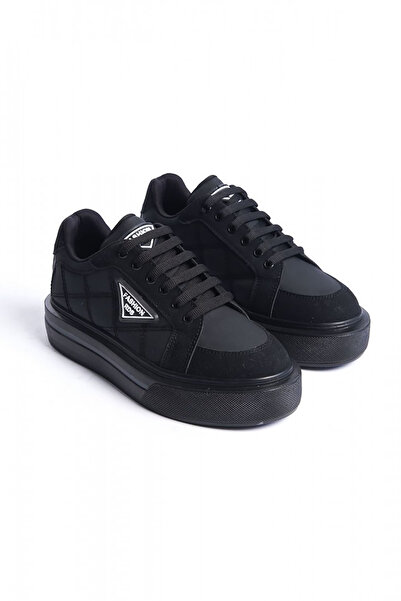 Rainon Store RDSPrag Black Orthopedic Lace-up Leather Women's Sports Shoes