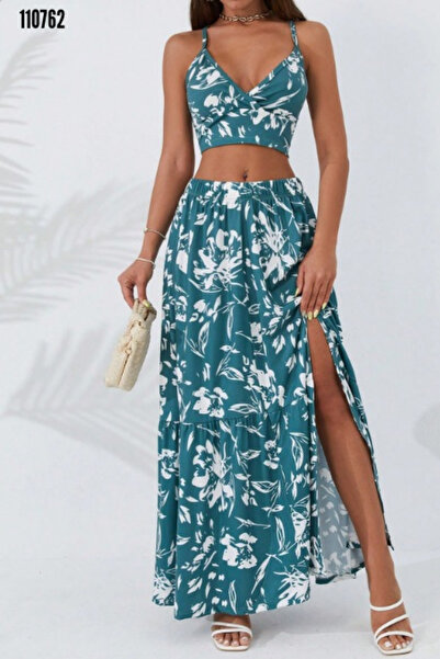 JANES Women's Crop Top and Skirt Double Strap Set