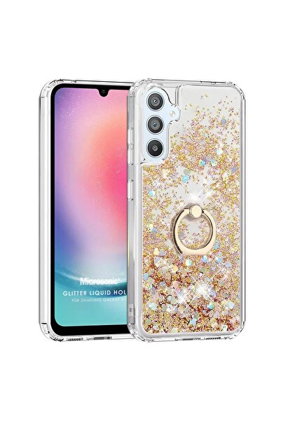 Microsonic Samsung Galaxy A15 Kılıf Glitter Liquid Holder Gold