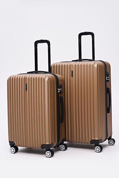 ELATAE 2'li Kırılmaz Valiz Seti Büyük Boy - Orta Boy Gold 1020