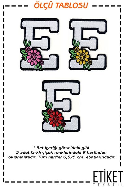 FANTASTIC ARMA Set de armă țesut floral Patch Patch - Lipire cu fier de călcat, litera E (3 bucăți)