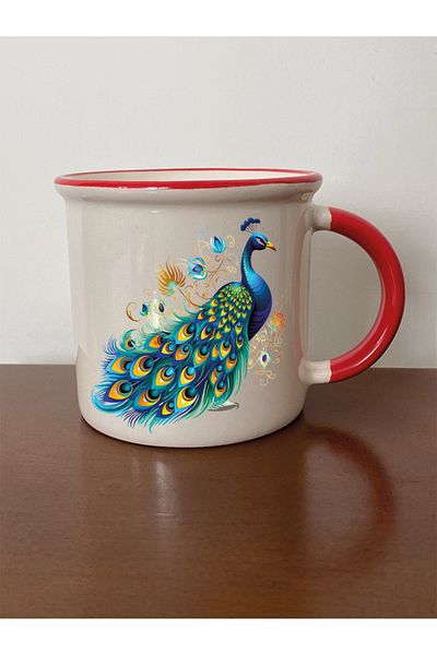 lili hediyelik Red Peacock Lover Gift - Ceramic Tea and Coffee Cup