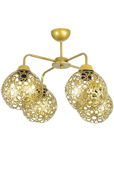 Lambadar Quadruple Seljuk Model Modern Gold Plafonier Chandelier