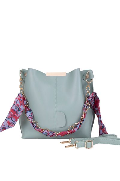 Cicomagaza Soft Leather Scarf Chain Accessory 3 Compartment Handbag and Shoulder Bag