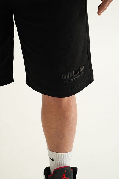 bombe Men's Black 2-Piece Set Plain Printed Oversize Comfort Relaxed Fit T-Shirt Shorts Set