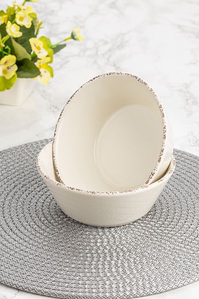 ŞURA MUTFAK 6 Pieces Antiquing Cream Conical Soup Bowl