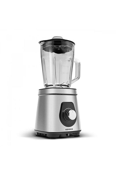 Karaca 1200W Inox Smoothie Blender - 6-Piece Steel Blade, Ice Crushing Function and Glass Jug