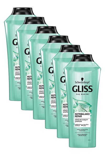 Gliss Nutribalance Repair - 360 ml X 6 Anti-Hair Loss Shampoo