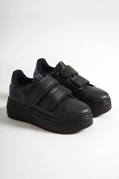 Rainon Store RDSValencia Black Orthopedic Sole Leather Women's Sports Shoes - Velcro