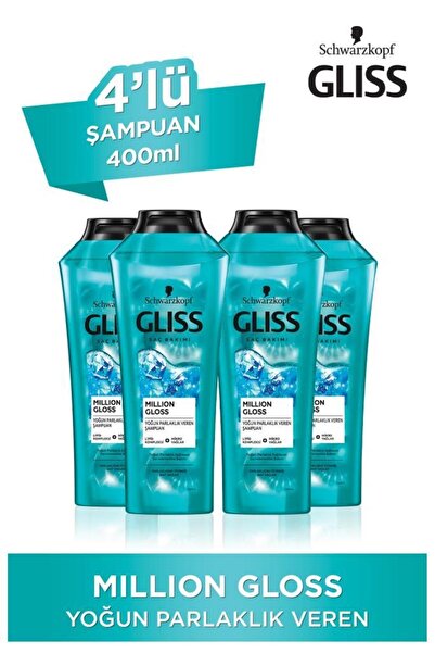 Gliss Million Gloss Yoğun Parlaklık Veren Şampuan 400 ml 4'lü