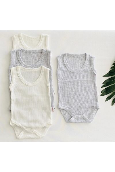 Miyakidsworld UNISEX BABY Bodysuit Set - Newborn Inner Tank Top, Snap-on 4-Piece Monthly Strap
