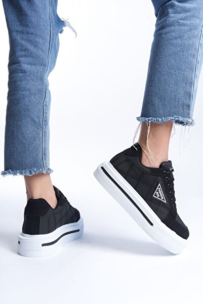 Rainon Store RDSPrag Black Orthopedic Lace-up Leather Women's Sports Shoes