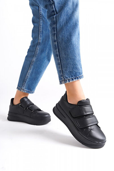 Rainon Store RDSValencia Black Orthopedic Sole Leather Women's Sports Shoes - Velcro