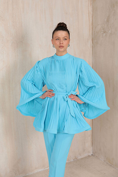 Melike Tatar BEBE BLUE 49-9308 Model Pleated Set