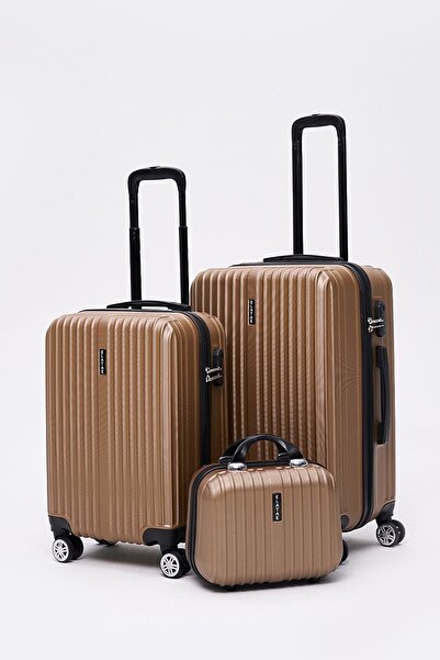 ELATAE 3'lü Valiz Seti Kırılmaz Valiz Orta - Kabin Boy Ve Makyaj 1020