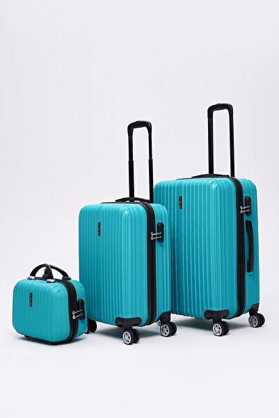 ELATAE 3'lü Valiz Seti Kırılmaz Valiz Orta - Kabin Boy Ve Makyaj 1020