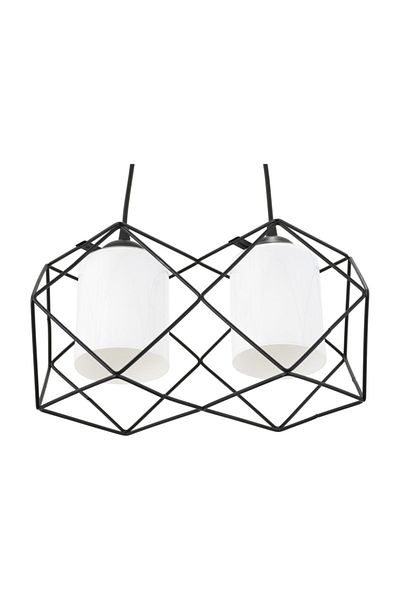 Lambadar Modern Sports Square Geometric Triple Black White Glass Metal Pendant Lamp Chandelier
