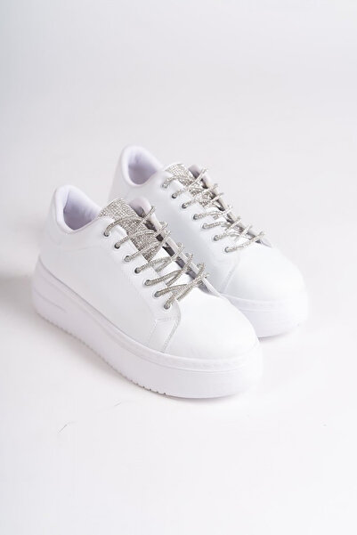 Rainon Store RDSDella Orthopedic Sole White Leather Women's Sports Shoes - Stoned Laced