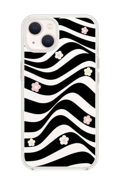 mooodcase iPhone 15 Uyumlu Flowers in Illusion Premium Şeffaf Silikon Kılıf