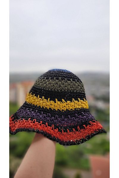 FRESCO SCARFS Wicker Colored Knitted Bucket Women's Hat