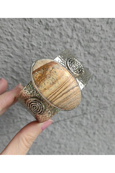 TAKI ZEVKİ GÜMÜŞ KAPLAMA JASPER BİLEKLİK