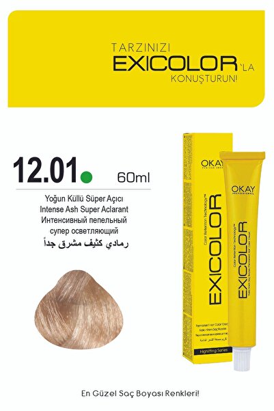 Exicolor 12.01 YOĞUN KÜLLÜ SÜPER AÇICI Kalıcı Krem Saç Boyası 60ml