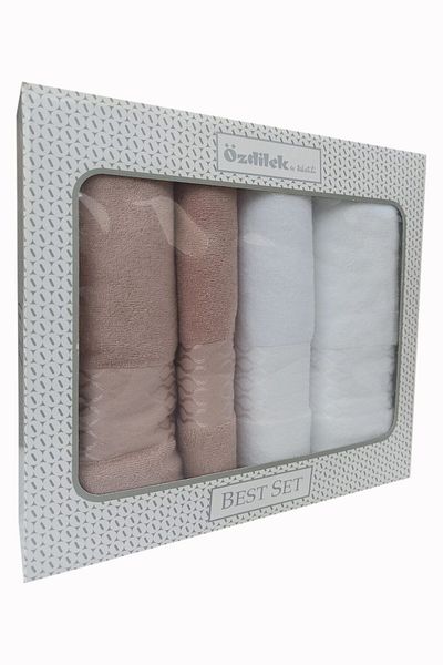 Özdilek Elissa Best Bath Set - White Beige Towel Set