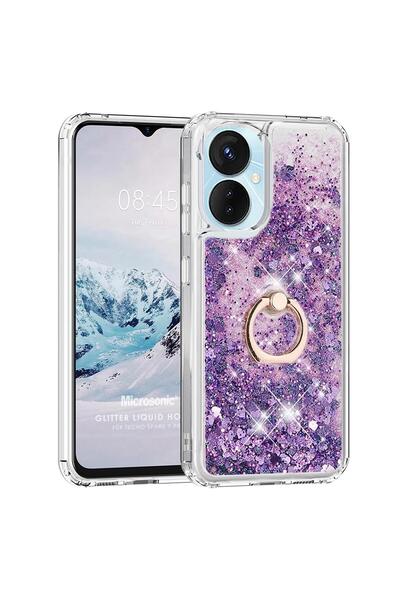Microsonic TECNO Spark 9 Pro Kılıf Glitter Liquid Holder Mor