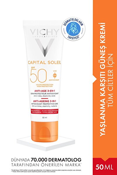 Vichy CAPİTAL SOLEİL HİGH PROTECTİON LONG-LASTİNG PROTECTİVE FACE SUNCREAM SP...