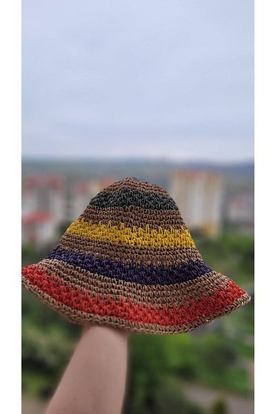 FRESCO SCARFS Wicker Colored Knitted Bucket Women's Hat
