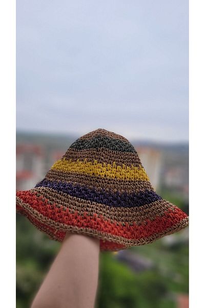 FRESCO SCARFS Wicker Colored Knitted Bucket Women's Hat