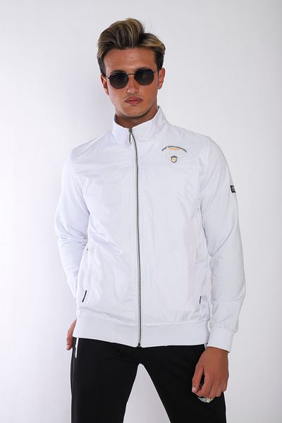 NEED LİFE White Embroidered Men's Tracksuit Set - Comfortable Fit, Stand Collar