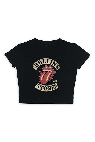 Touz Moda Μαύρο Crop - Rolling Stones Printed
