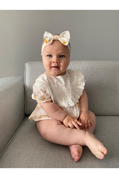 Baby Girl Rain Scalloped Scalloped Snap Romper Badi Double Set