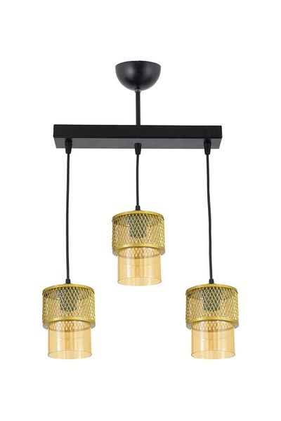 Lambadar Triple Honey Glass Cage Model Modern Pendant Lamp Chandelier
