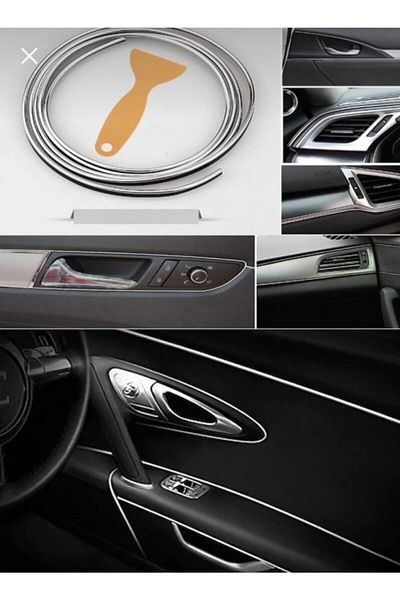DMR New Generation Chrome Trim Corded Torpedo Strip - Fish Back Nickel, 5m Car Interior Lanyard Strip