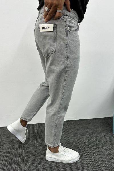 MADZEYMODA Boyfriend Mold Jeans gri pentru bărbați