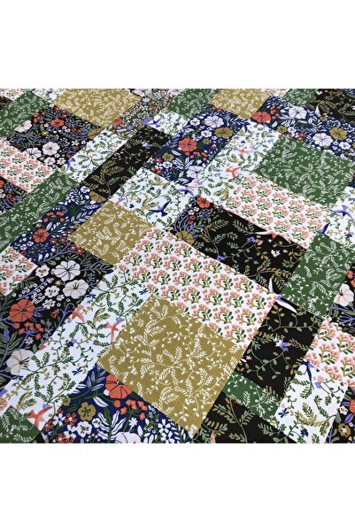 MARGOT Özel Tasarım Pamuk Kumaş, Perde, Elbise, Koltuk İçin, Kırkyama (Patchwork) Desenli