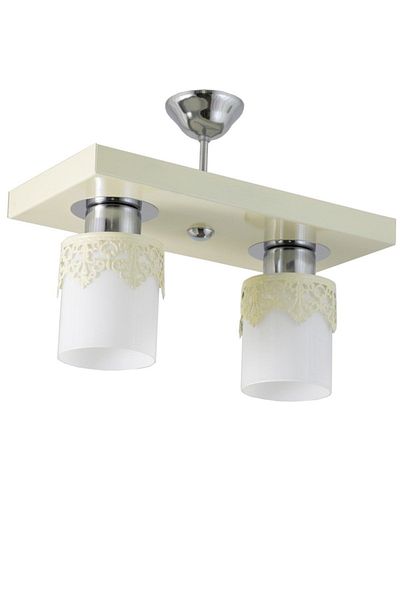 Lambadar Double Modern Sports Model Rectangular Tray Crowned Cream Chandelier
