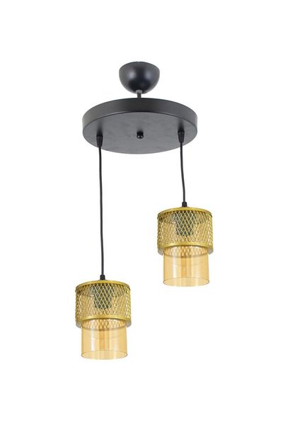 Lambadar Double Honey Glass Cage Model Modern Pendant Lamp Chandelier