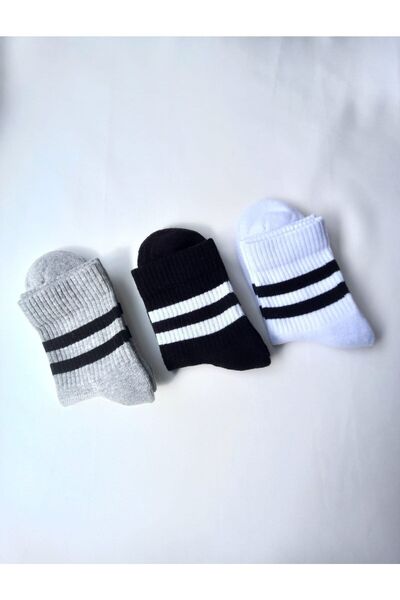 shefox 3 أزواج من الجوارب الرياضية المختلطة للتنس مع خطوط ملونة