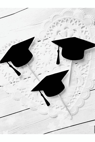 Harmoni Butik Mezuniyet Kepi Şekilli 12 Adet Cupcake Süsü