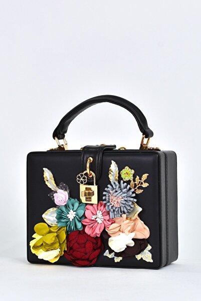 ELATAE Geantă elegantă pentru femei cu curea de umăr și model floral cu pietre, 17613