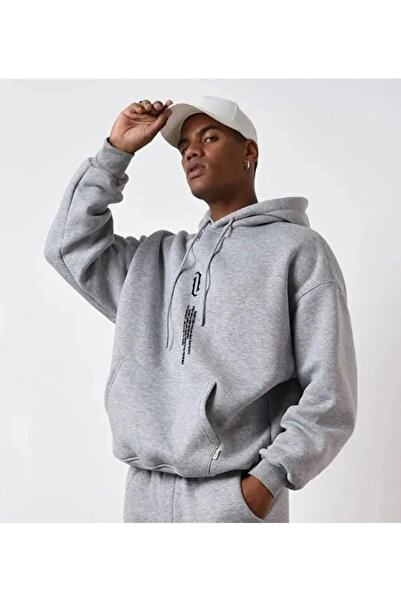 EFFRENATU Men's Hooded Hoodie - Vertical Printed, 3 Thread Sweatshirt