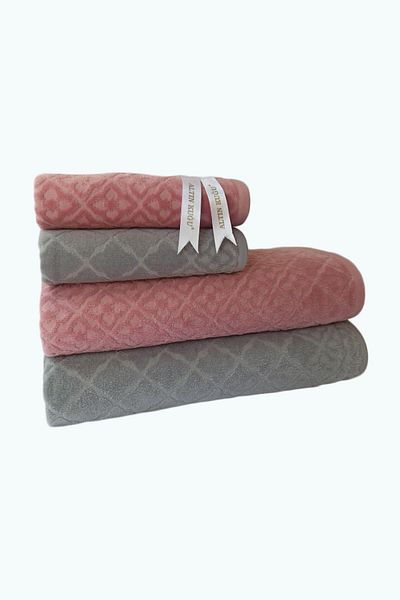 Özdilek Tile Bath Towel Set - Gray Dried Rose