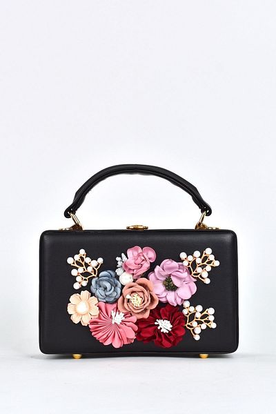 ELATAE Women's Shoulder Strap Floral Stoned Evening Dress Daily Handbag 17612