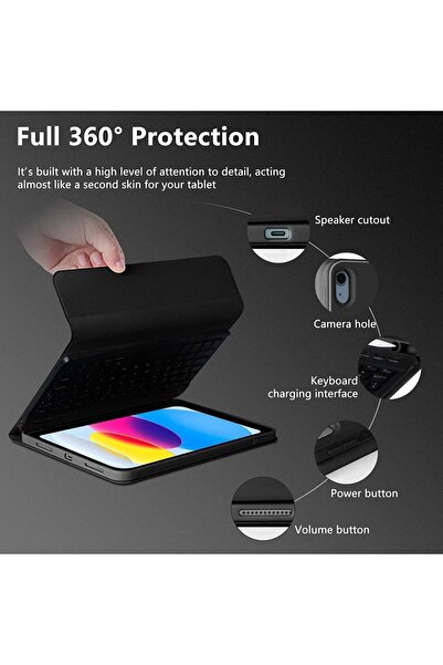 Fogy İpad Air 11 Inç M2 Çipli 6.Nesil 2024 Case Uyumlu Bluetooth Türkçe Q Klavyeli Kılıfı