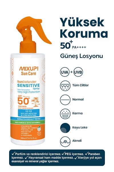 Mixup SPF 50+ Sun Protection Lotion - Zinc, Orange Oil and Shea Butter Content 200 ML