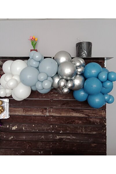 Kalisan 50 - Balon Zincir Seti (Gümüş,Beyaz,Storm,Deep Blue, Balon bağlayıcı ...