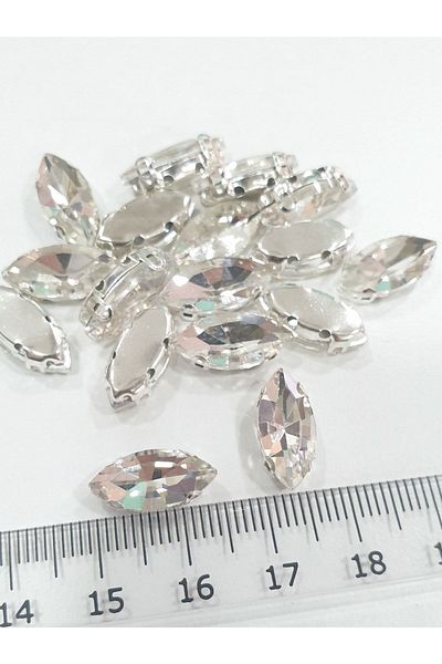 CRYSTALSHOP Γυάλινη πέτρα 7*15 χιλιοστών με κρύσταλλο σαΐτας (100 ΤΕΜ)